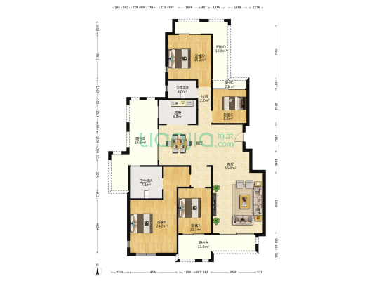 华发蔚蓝堡 4室1厅2卫 175平方