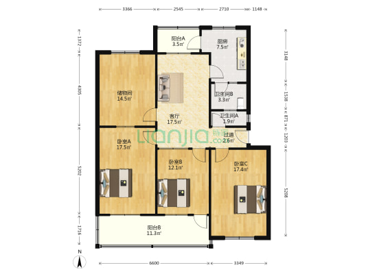 交通局家属楼 3室1厅2卫 123平方