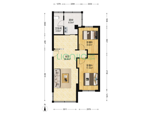 公路局大院 2室1厅1卫 67平方
