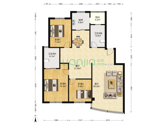 丰乐苑 3室2厅2卫 214平方
