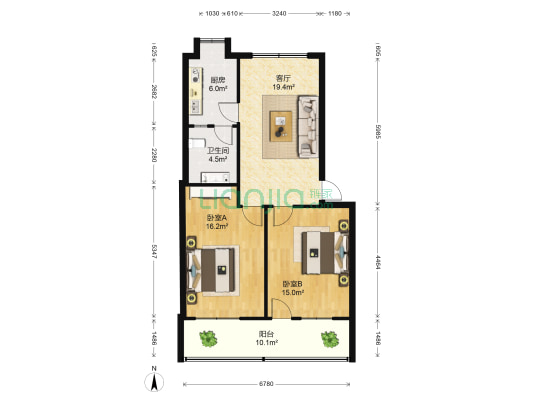 怡园小区 2室1厅1卫 84平方