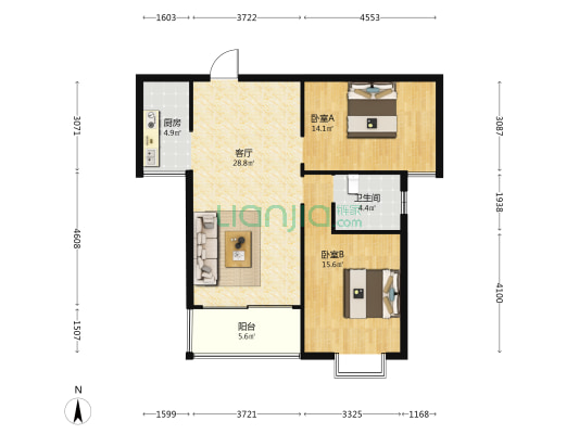 香溪苑小区 2室1厅1卫 96平方