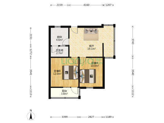 荷塘路8号附3号 2室1厅1卫 68平方