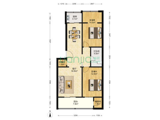 永乐路工商银行家属院 2室1厅1卫 87平方