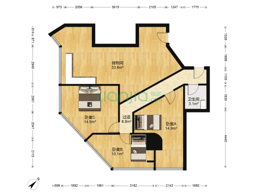 钱塘航空大厦 3室0厅1卫 140平方