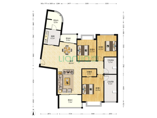加州水郡 3室1厅2卫 162平方
