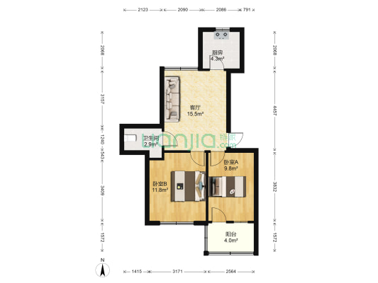 胜利街609号 2室1厅1卫 64平方