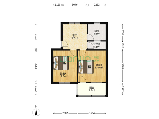 庆丰路53号 2室1厅1卫 56平方