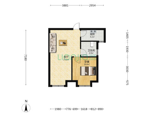 东方今典华尔兹公馆 1室1厅1卫 65平方