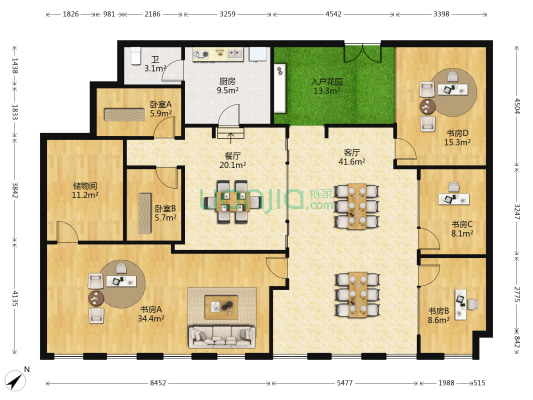 智汇西九 6室2厅1卫 270平方