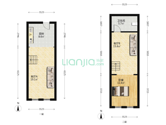 家天下 1室2厅1卫 40平方