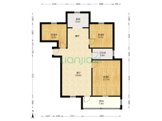 锦都华府 3室1厅1卫 123平方