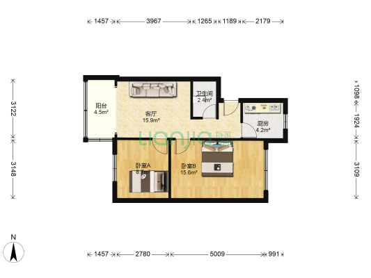 驿丰步行街111号 2室1厅1卫 59平方