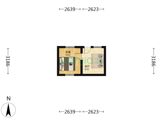 草厂头条 1室1厅0卫 23平方