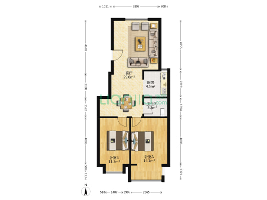 万和嘉苑 2室1厅1卫 89平方