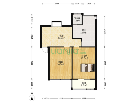 钢花村街114社区 2室1厅1卫 51平方