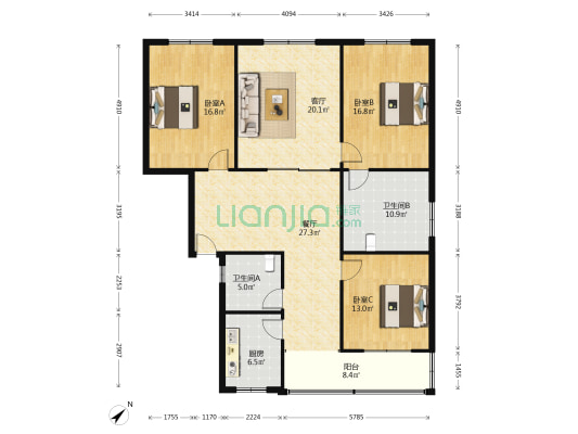 南大街343号 3室2厅2卫 143平方
