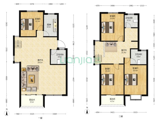 格林兰苑 4室2厅3卫 188平方