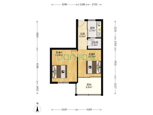 跃进路6号 2室0厅1卫 49平方