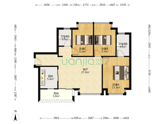 碧桂园水岸星城 3室1厅2卫 95平方