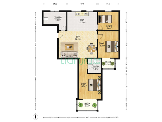 金明裕 3室1厅2卫 130平方