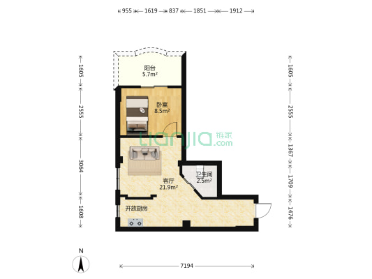 菁华北大 1室1厅1卫 49平方