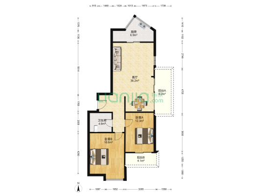 远东新月公寓 2室1厅1卫 112平方