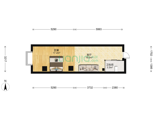 精锐soho 1室1厅1卫 51平方