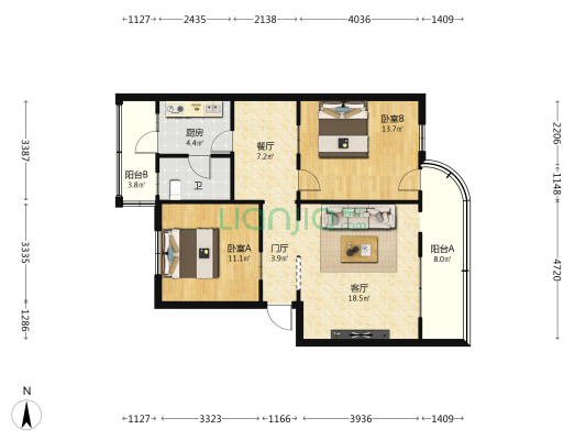 保险公司大院 2室2厅1卫 73平方