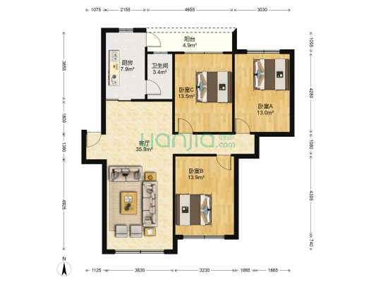 学习巷33号 3室1厅1卫 112平方