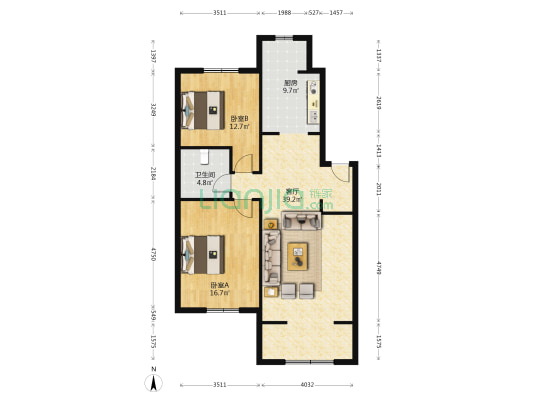 翠颐恬园 2室1厅1卫 102平方
