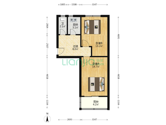友谊里西区 2室0厅1卫 53平方