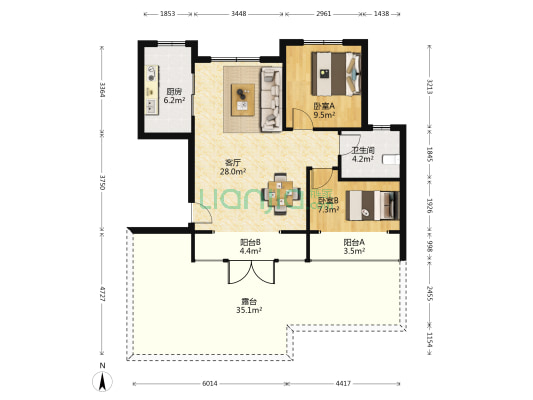 三箭瑞景苑二期 2室1厅1卫 74平方