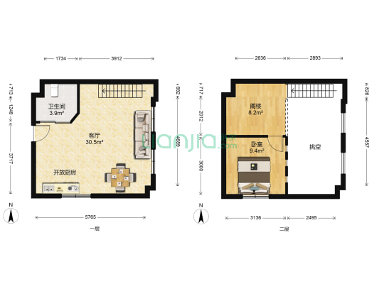 众望大厦 1室1厅1卫 54平方