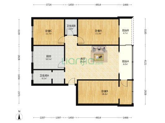 柳凤巷60号 3室1厅2卫 112平方