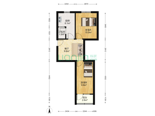 石磊小区 2室1厅1卫 51平方