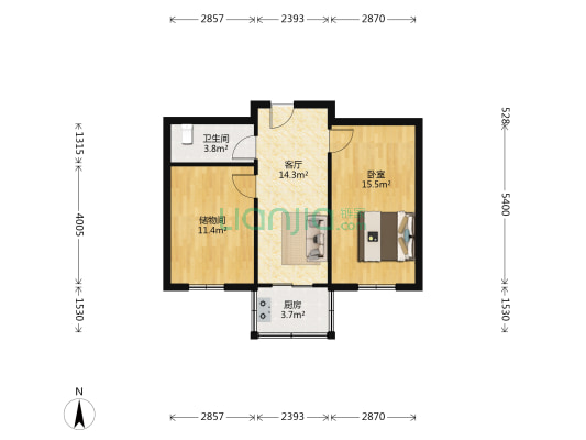 恒信花园 1室1厅1卫 63平方