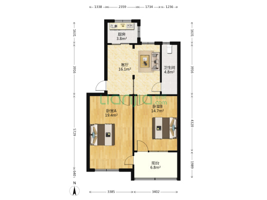 省林业厅宿舍（白马北路105号） 2室1厅1卫 78平方