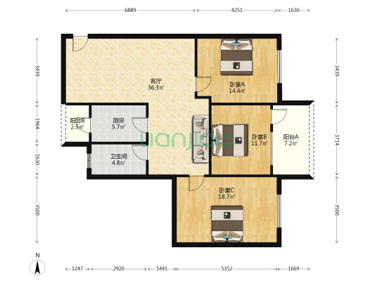 万江万福路22号 3室1厅1卫 110平方
