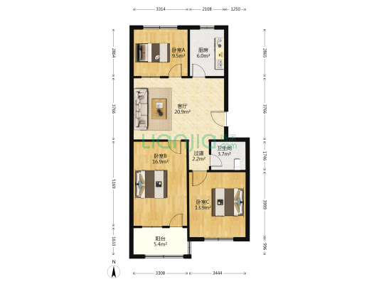 中阳福盛家园北区 3室1厅1卫 99平方