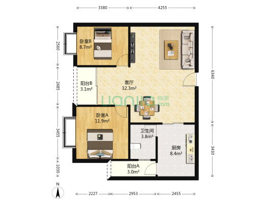 大众御湖苑 2室1厅1卫 93平方