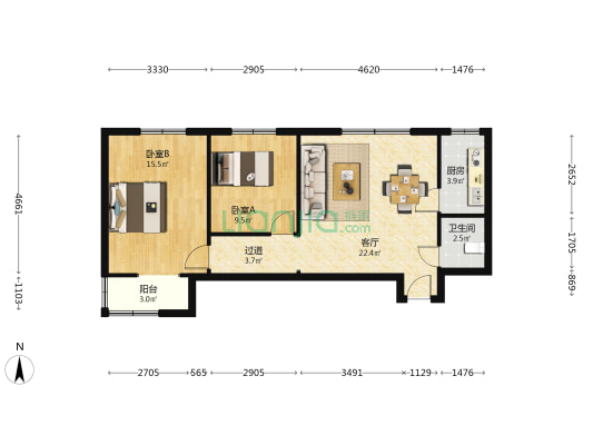 丽景家园 2室1厅1卫 84平方