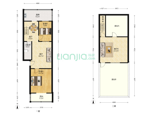 融田小区 2室3厅1卫 88平方