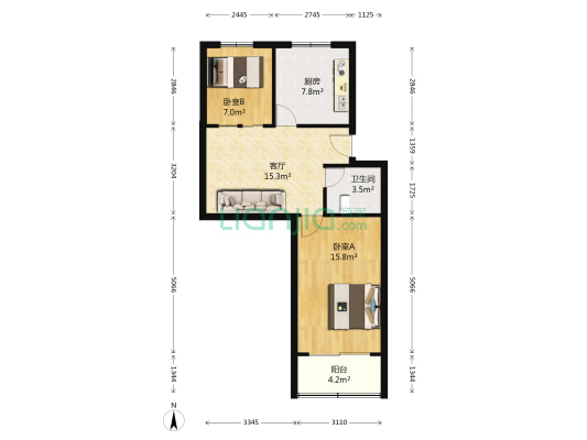皮匠弄 2室1厅1卫 61平方