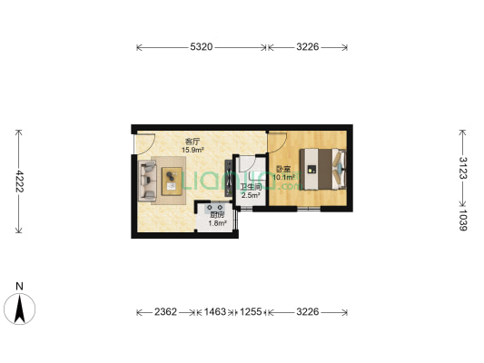 花城苑 1室1厅1卫 38平方
