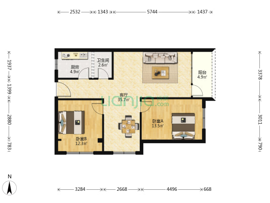 红荔东路 2室1厅1卫 79平方