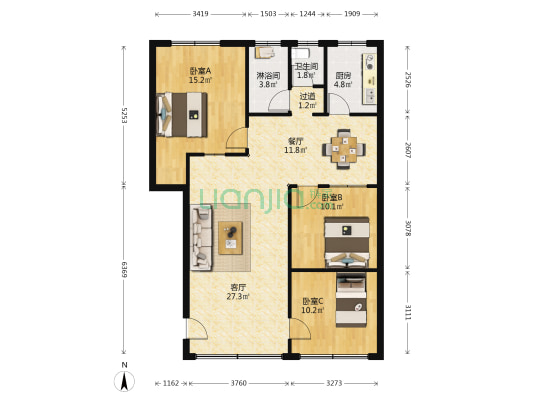 金盘路27号 3室2厅2卫 99平方