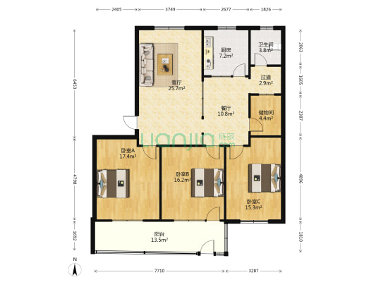 经信局家属院 3室2厅1卫 149平方