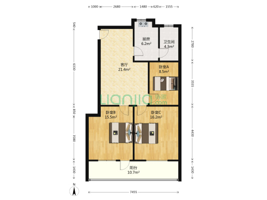 涂山路 3室1厅1卫 92平方