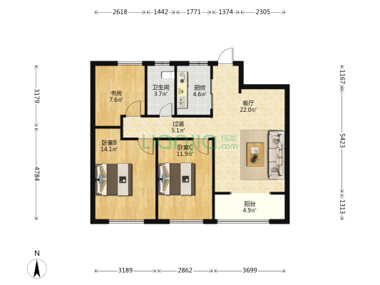 祥生尚贤府 3室1厅1卫 93平方